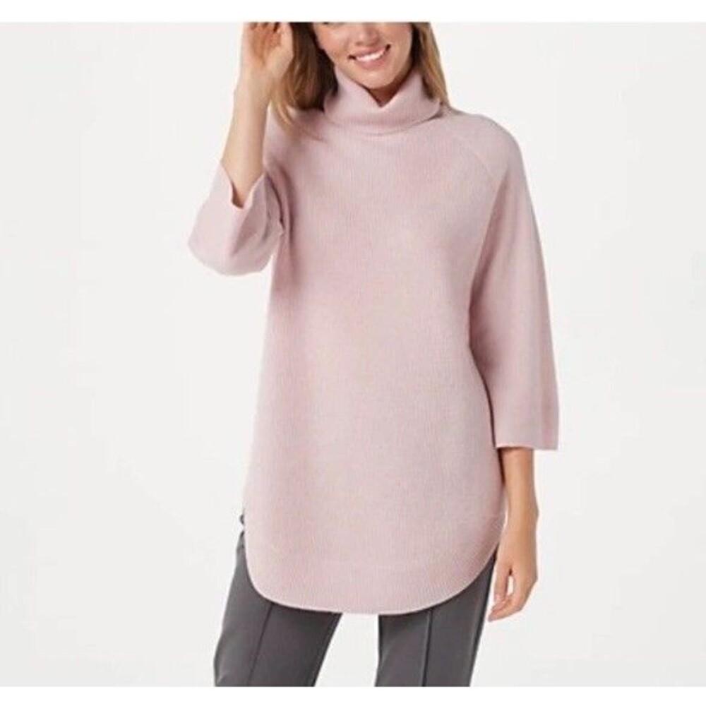 Soft by NAADAM 100% Cashmere Waffle Stitch Turtleneck Sweater Sepia Rose Size 2X